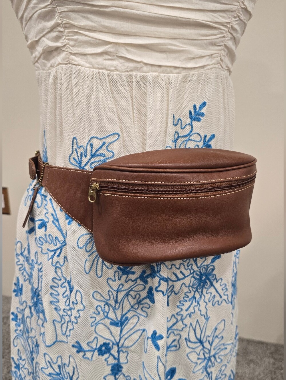 Vintage Coach British Tan Canteen Waist Belt Bag with Gold-Tone Hardware